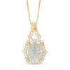 Thumbnail Image 0 of Elongated Cushion-Cut Lab-Created Opal and 1/6 CT. T.W. Diamond Frame Pendant in 10K Gold