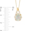 Thumbnail Image 2 of Elongated Cushion-Cut Lab-Created Opal and 1/6 CT. T.W. Diamond Frame Pendant in 10K Gold