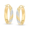 Thumbnail Image 1 of 23.0mm Diamond-Cut Striped Oval Hoop Earrings in 10K Two-Tone Gold