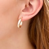 Thumbnail Image 2 of 23.0mm Diamond-Cut Striped Oval Hoop Earrings in 10K Two-Tone Gold
