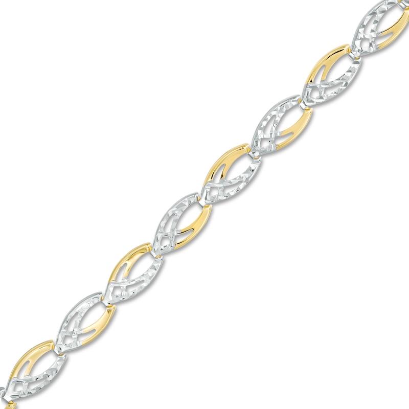 Diamond-Cut Cascading Link Bracelet in 10K Two-Tone Gold - 7.25"