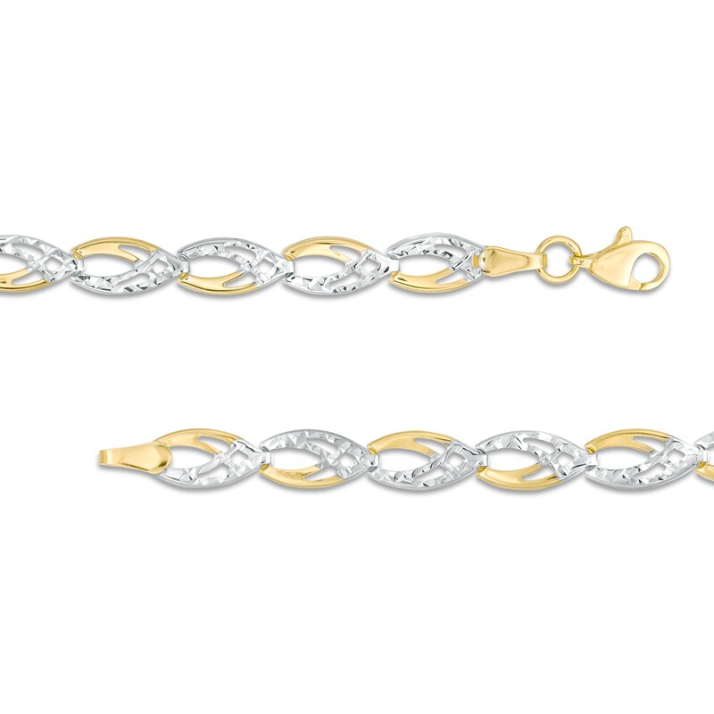 Diamond-Cut Cascading Link Bracelet in 10K Two-Tone Gold - 7.25"