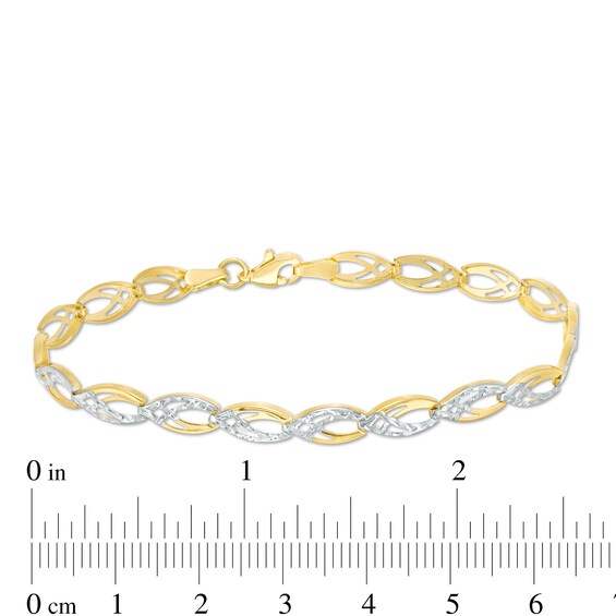 Diamond-Cut Cascading Link Bracelet in 10K Two-Tone Gold - 7.25"
