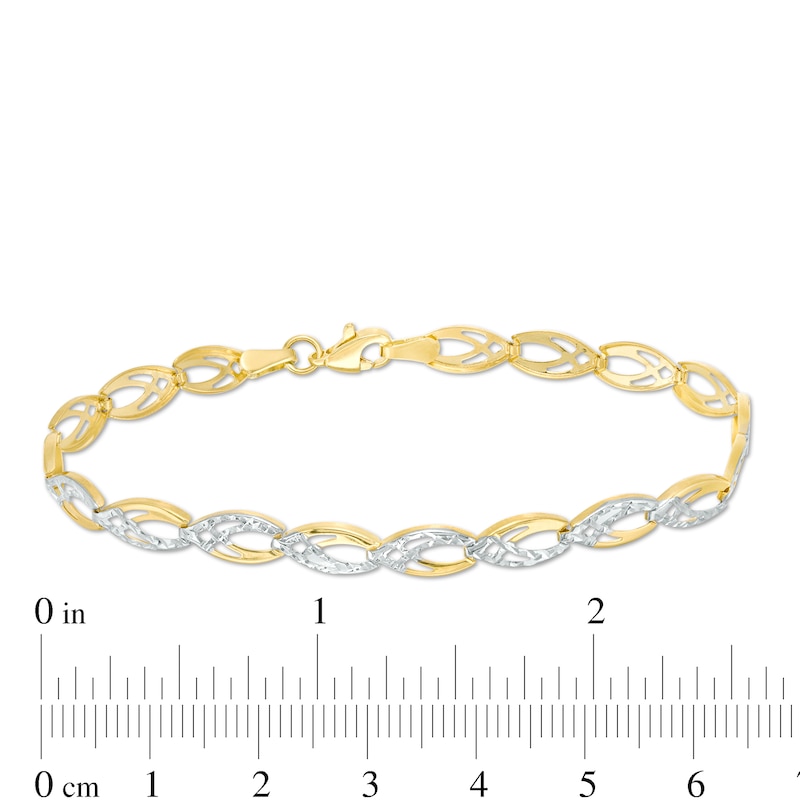 Diamond-Cut Cascading Link Bracelet in 10K Two-Tone Gold - 7.25"