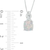 Thumbnail Image 2 of 8.0mm Cushion-Cut Lab-Created Opal and 1/20 CT. T.W. Diamond Ribbon Top Pendant in Sterling Silver