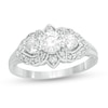 Thumbnail Image 1 of 1 CT. T.W. Diamond Past Present Future® Floral Frame Vintage-Style Engagement Ring in 14K White Gold