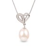 Thumbnail Image 0 of 9.0-9.5mm Oval Cultured Freshwater Pearl and White Topaz Double Loop Heart Pendant in Sterling Silver