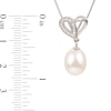 Thumbnail Image 2 of 9.0-9.5mm Oval Cultured Freshwater Pearl and White Topaz Double Loop Heart Pendant in Sterling Silver