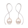 Thumbnail Image 1 of 9.0-9.5mm Oval Freshwater Cultured Pearl Swirl Ribbon Threader Earrings in Sterling Silver