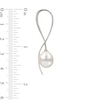 Thumbnail Image 2 of 9.0-9.5mm Oval Freshwater Cultured Pearl Swirl Ribbon Threader Earrings in Sterling Silver