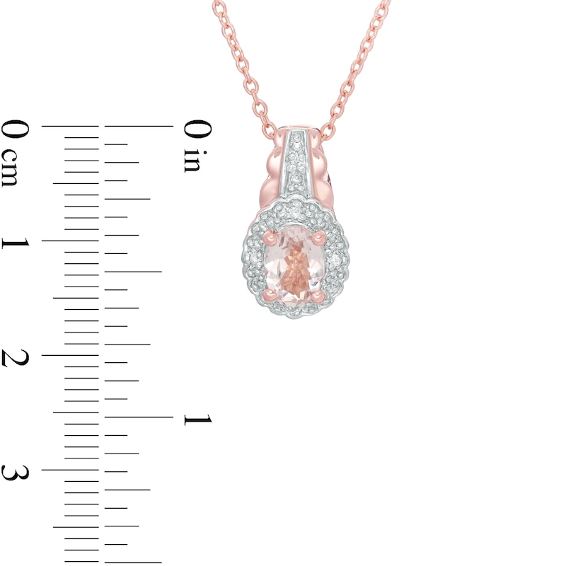 Main Image 3 of Oval Morganite and White Topaz Frame Three Piece Set in Sterling Silver with 14K Rose Gold Plate