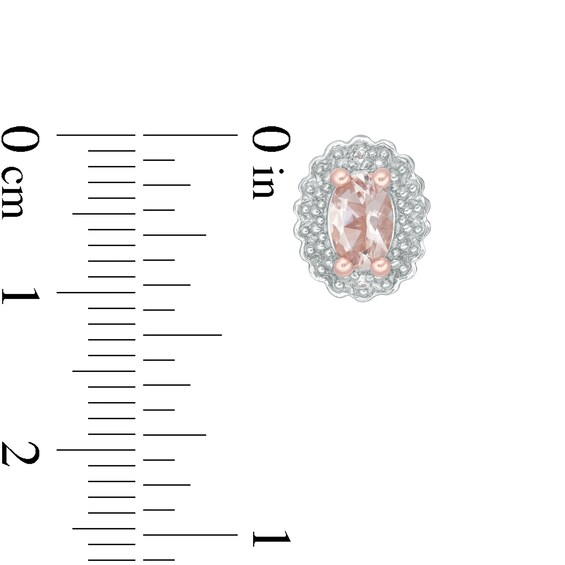 Oval Morganite and White Topaz Frame Three Piece Set in Sterling Silver with 14K Rose Gold Plate