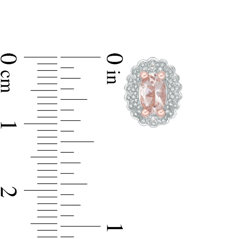 Main Image 4 of Oval Morganite and White Topaz Frame Three Piece Set in Sterling Silver with 14K Rose Gold Plate