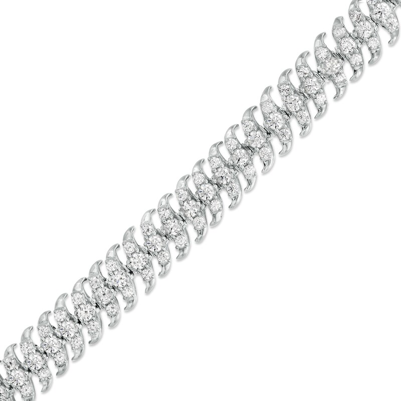 Main Image 1 of 5 CT. T.W. Diamond Multi-Row Bracelet in Sterling Silver