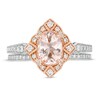 Oval Morganite and 1/3 CT. T.W. Diamond Vintage-Style Art Deco Bridal Set in 14K Two-Tone Gold