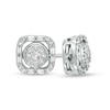 Thumbnail Image 1 of 1/4 CT. T.W. Baguette and Round Composite Diamond Cushion Frame Earrings in 10K White Gold