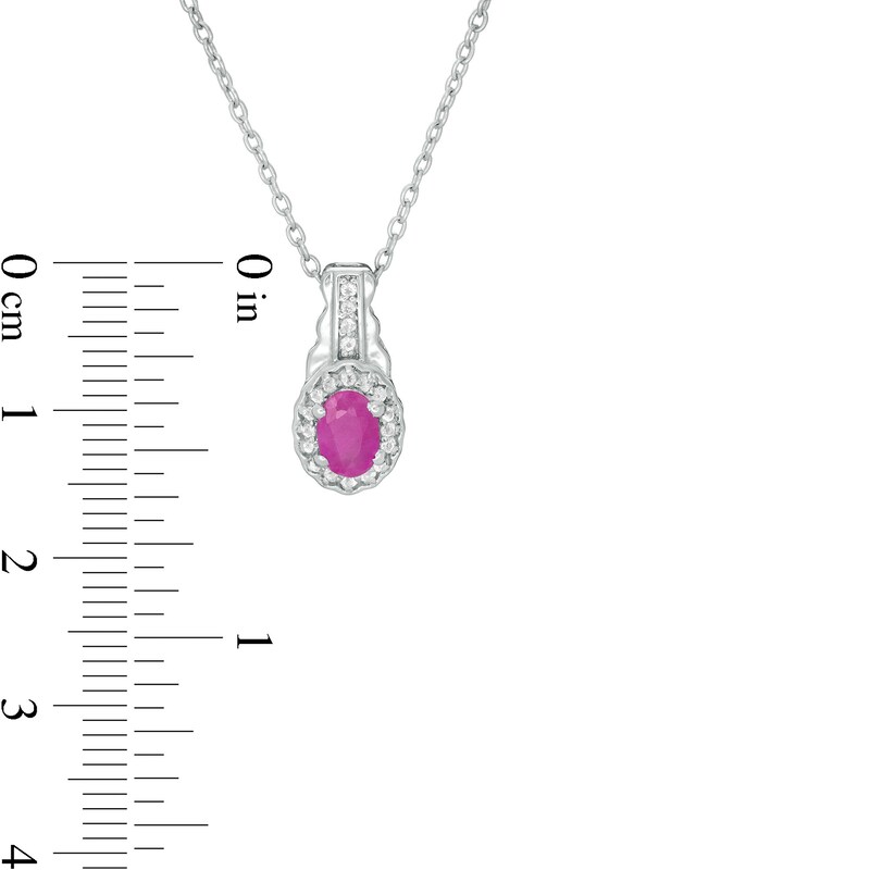 Main Image 3 of Oval Ruby and White Topaz Frame Three Piece Set in Sterling Silver