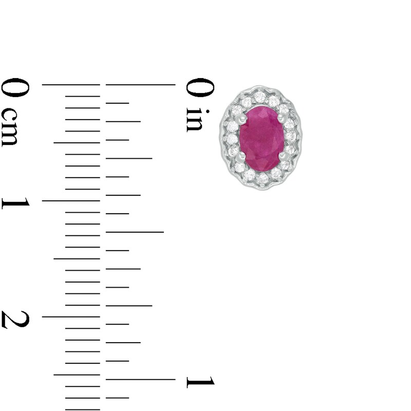 Main Image 4 of Oval Ruby and White Topaz Frame Three Piece Set in Sterling Silver
