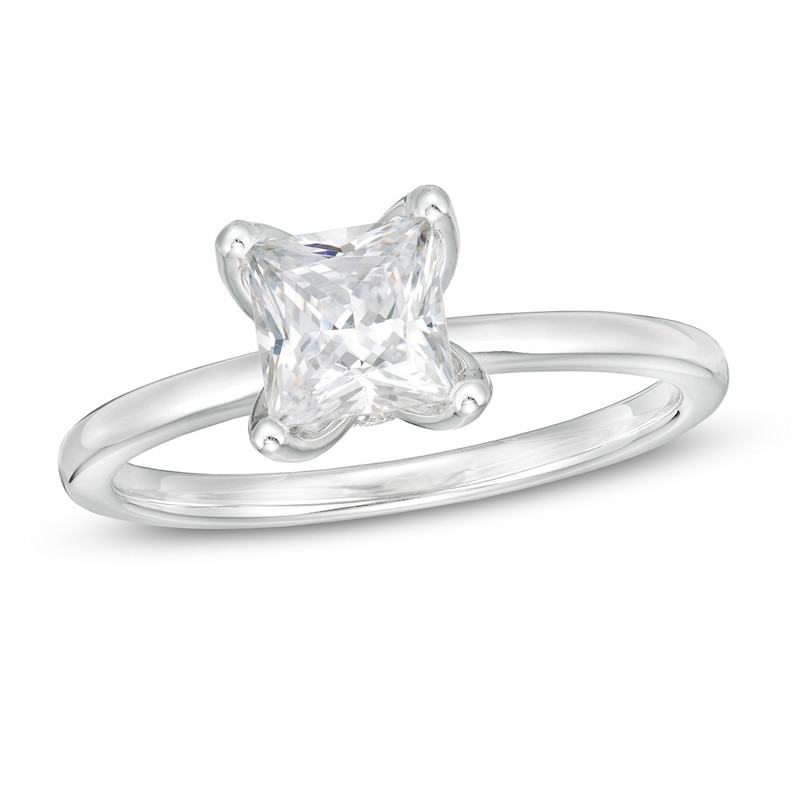 Main Image 1 of 1 CT. T.W. GIA-Graded Princess-Cut Diamond Solitaire Engagement Ring in 18K White Gold (I/VS2)