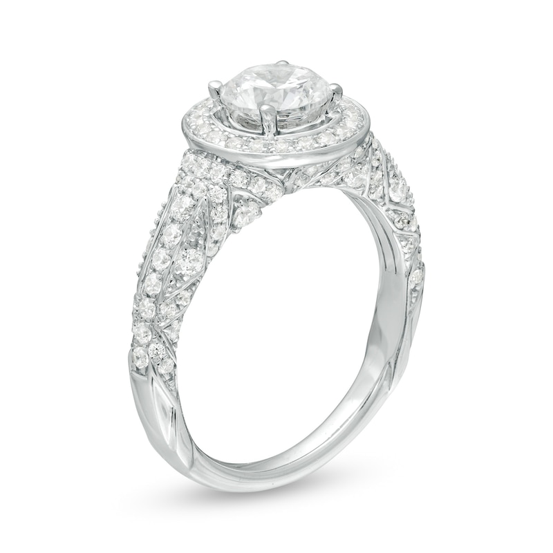 1-3/4 CT. T.W. Celebration Ideal Diamond Frame Ornate Shank Engagement Ring in 14K White Gold (I/I1)