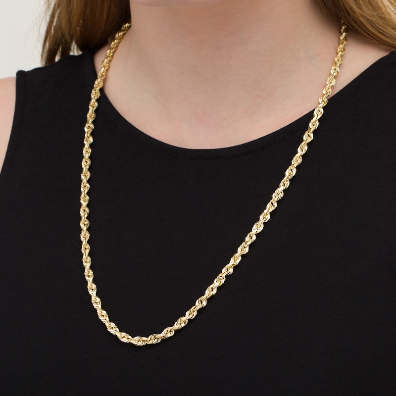 Main Image 2 of 5.5mm Diamond-Cut Glitter Rope Chain Necklace in 10K Gold - 26"