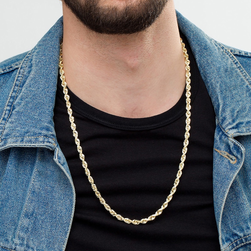 Main Image 3 of 5.5mm Diamond-Cut Glitter Rope Chain Necklace in 10K Gold - 26"