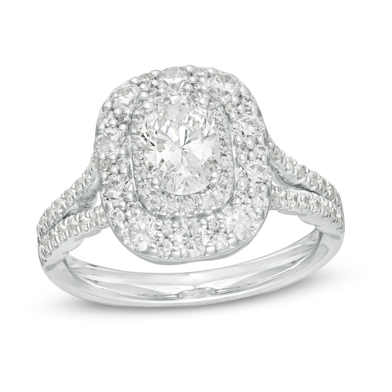Love's Destiny by Zales 1-1/2 CT. T.w. Certified Oval Diamond Frame Engagement Ring in 14K Two-Tone Gold (I/Si2)