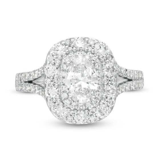 Love's Destiny by Zales 1-1/2 CT. T.w. Certified Oval Diamond Frame Engagement Ring in 14K Two-Tone Gold (I/Si2)