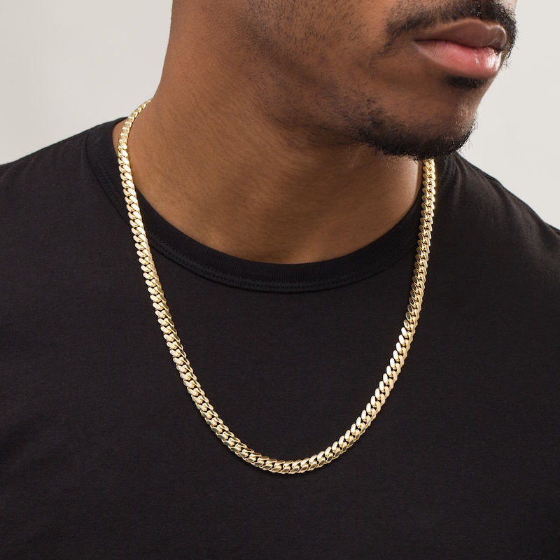 Main Image 2 of Men's 7.1mm Cuban Curb Chain Necklace in 10K Gold - 24"