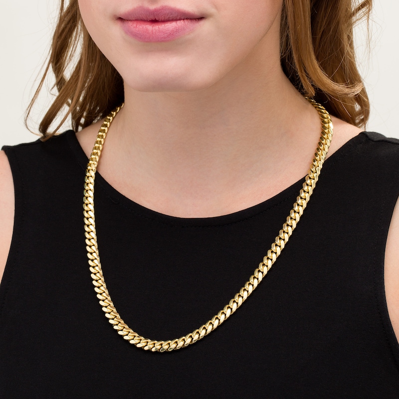 8.3mm Cuban Curb Chain Necklace in Solid 10K Gold - 24"