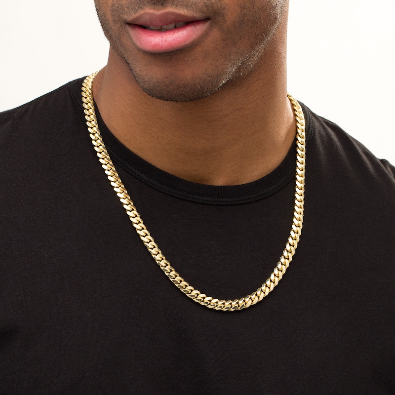 Main Image 3 of 8.3mm Cuban Curb Chain Necklace in Solid 10K Gold - 24"