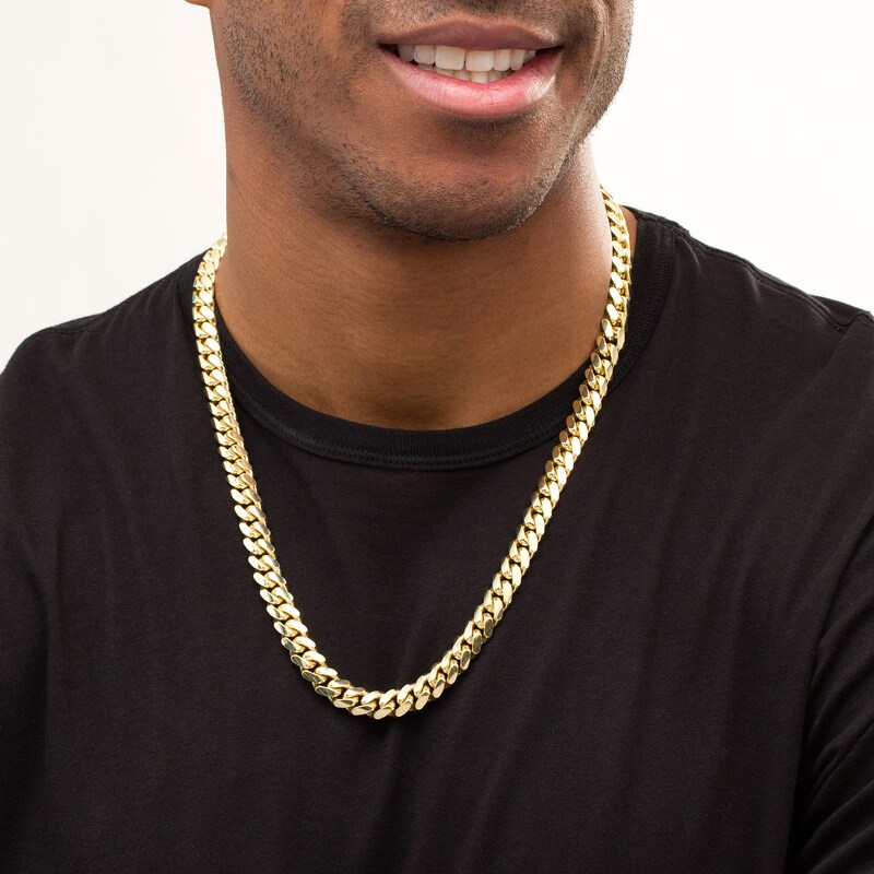 Main Image 3 of 10.0mm Cuban Curb Chain Necklace in Solid 10K Gold - 26"