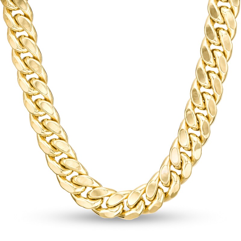 Main Image 1 of 11.0mm Cuban Curb Chain Necklace in Hollow 10K Gold - 26"