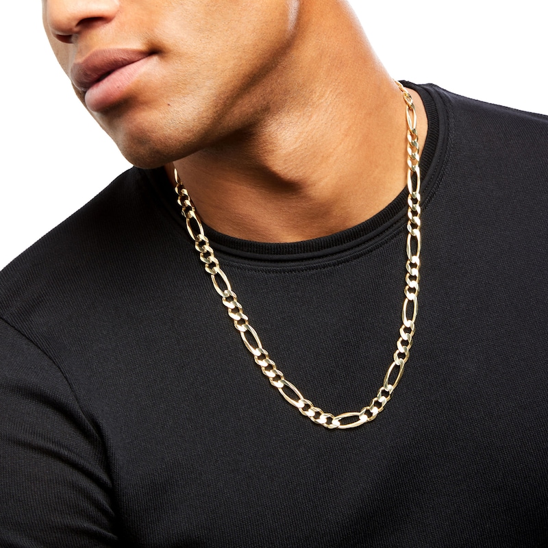 Main Image 2 of Men's 8.6mm Figaro Chain Necklace in Solid 10K Gold - 24"