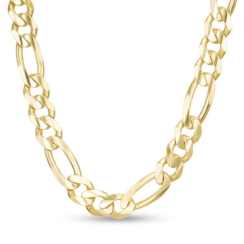 9.6mm Figaro Chain Necklace in Solid 10K Gold - 24"