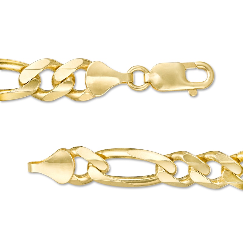 9.6mm Figaro Chain Necklace in Solid 10K Gold - 24"