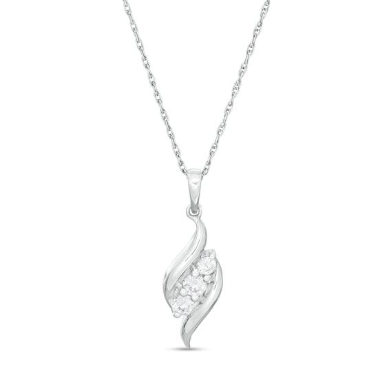 1/4 CT. T.w. Diamond Three Stone Flame Pendant in 10K White Gold