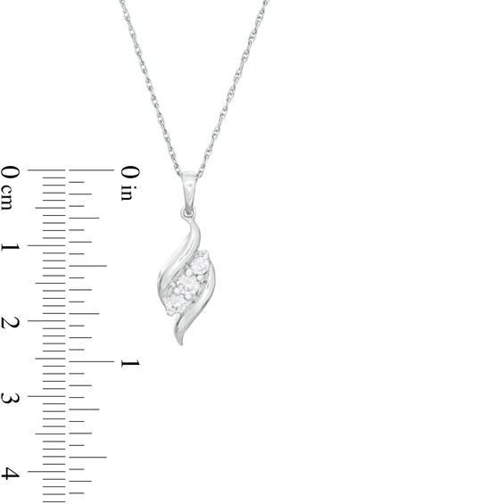 1/4 CT. T.w. Diamond Three Stone Flame Pendant in 10K White Gold