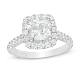 Vera Wang Love Collection 2-3/4 CT. T.W. Certified Cushion-Cut Diamond Frame Engagement Ring in 14K White Gold (I/SI2)