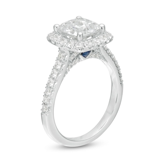 Vera Wang Love Collection 2-3/4 CT. T.w. Certified Cushion-Cut Diamond Frame Engagement Ring in 14K White Gold (I/Si2)