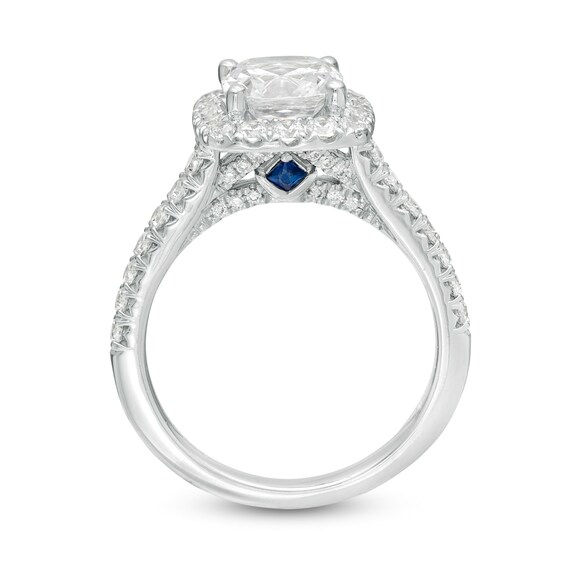 Vera Wang Love Collection 2-3/4 CT. T.w. Certified Cushion-Cut Diamond Frame Engagement Ring in 14K White Gold (I/Si2)