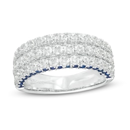 Vera Wang Love Collection 1-1/2 CT. T.W. Certified Diamond and Blue Sapphire Band in 14K White Gold (I/SI2)