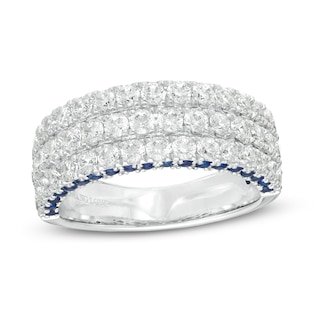 Vera Wang Love Collection 1-1/2 CT. T.W. Diamond and Blue Sapphire Band in 14K White Gold (I/SI2)