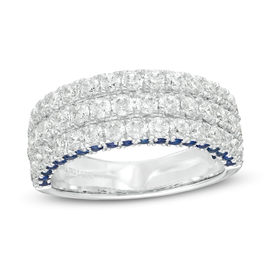 Vera Wang Love Collection 1-1/2 CT. T.w. Diamond and Blue Sapphire Band in 14K White Gold (I/Si2)