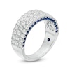 Thumbnail Image 1 of Vera Wang Love Collection 1-1/2 CT. T.W. Certified Diamond and Blue Sapphire Band in 14K White Gold (I/SI2)