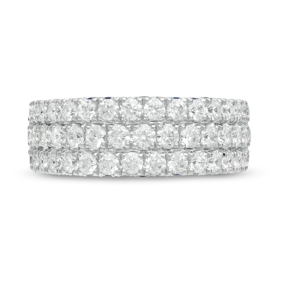 Vera Wang Love Collection 1-1/2 CT. T.w. Diamond and Blue Sapphire Band in 14K White Gold (I/Si2)