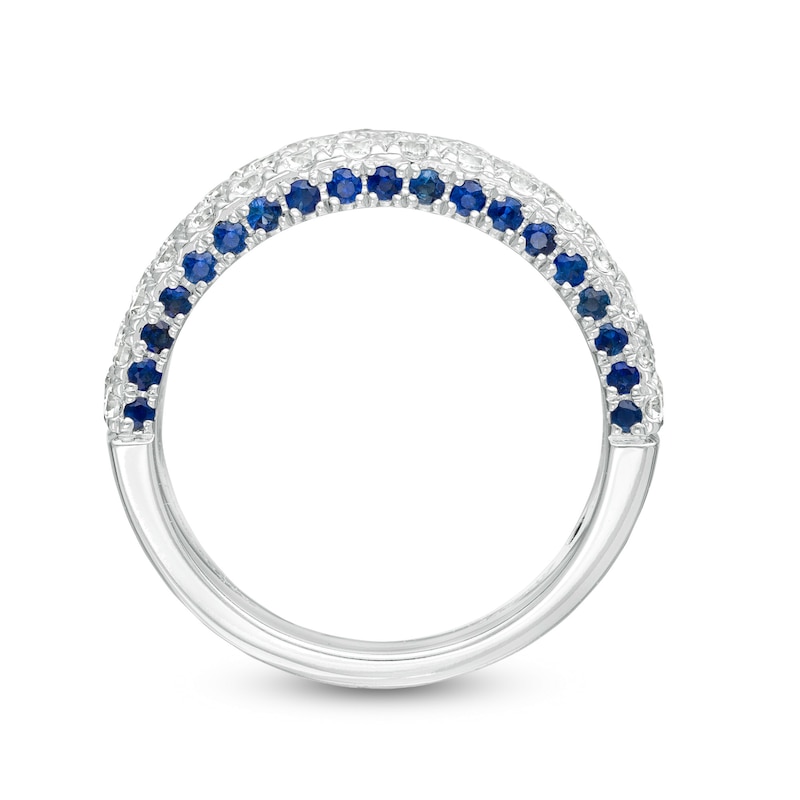 Vera Wang Love Collection 1-1/2 CT. T.W. Certified Diamond and Blue Sapphire Band in 14K White Gold (I/SI2)