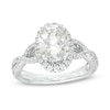 Thumbnail Image 1 of Vera Wang Love Collection 2-1/2 CT. T.W. Certified Oval Diamond Frame Twist Engagement Ring in 14K White Gold (I/SI2)