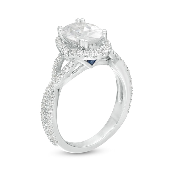Vera Wang Love Collection 2-1/2 CT. T.w. Certified Oval Diamond Frame Twist Engagement Ring in 14K White Gold (I/Si2)