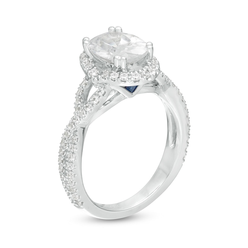 Main Image 2 of Vera Wang Love Collection 2-1/2 CT. T.W. Certified Oval Diamond Frame Twist Engagement Ring in 14K White Gold (I/SI2)